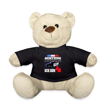 4ème anniversaire cadeau de garçon de voiture de police de police - Nounours - noir - Devant