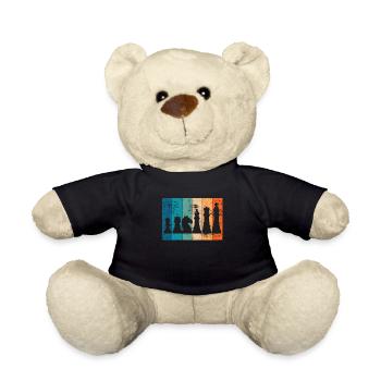 Damier dam schachmatt Roi rétro cadeau - Nounours - noir - Devant