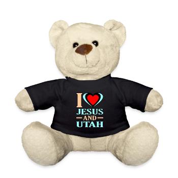 Love Jesus and Utah Gift - Teddy Bear - black - Front
