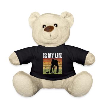 Curling is my life Curler Eisstockschießen - Teddy Bear - black - Front