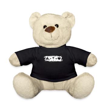 Grunge-Rechteck - Herz - Wein - Kerl Motorrad - - Teddy - Schwarz - Vorne