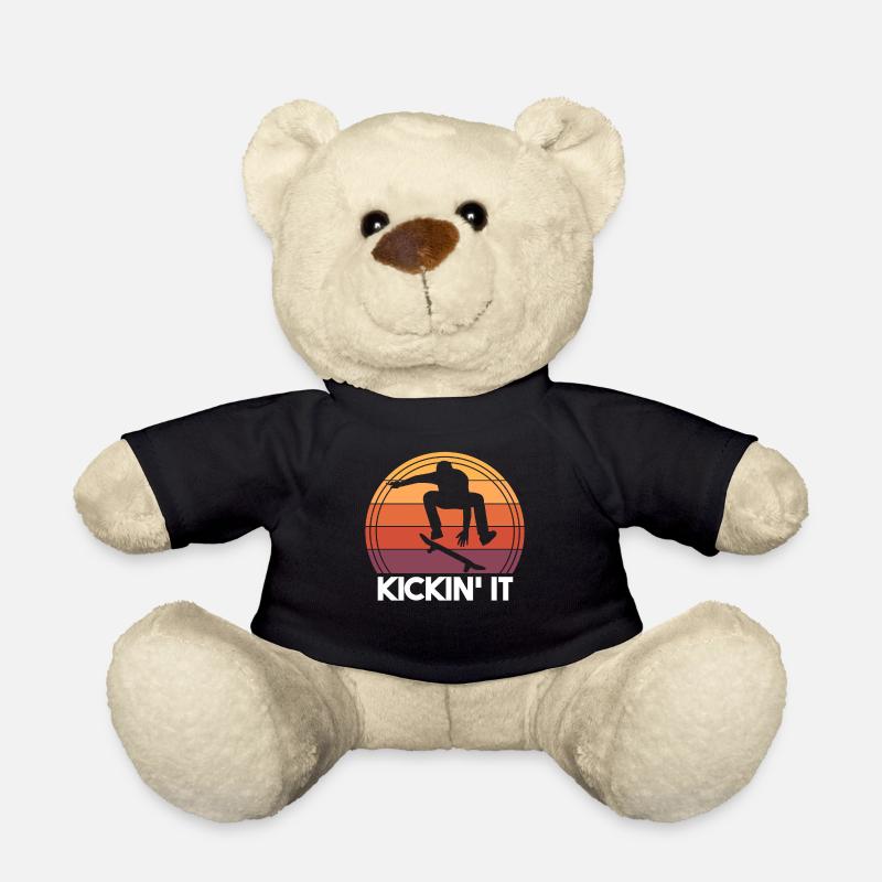 Skateboarder Kickin' It Lustiges Retro Skateboarding - Teddy - Schwarz