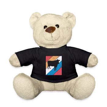 Cow Retro Moo Farmer Milk Farm Gift - Teddy Bear - black - Front