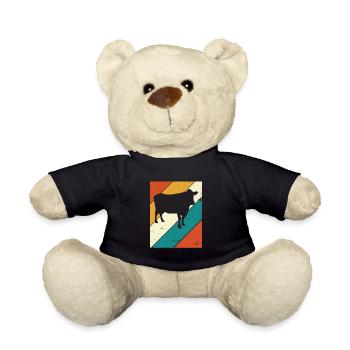 Cow Retro Moo Farmer Milk Farm Gift - Teddy Bear - black - Front