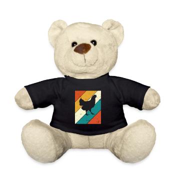 Chickens Retro Rooster Farmer Retro Farm Gift - Teddy Bear - black - Front
