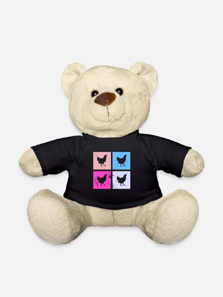 Huhn Hühner Hahn Bauer Retro Bauernhof Geschenk - Teddy - Schwarz