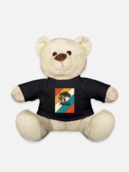 Pilz Retro Pilze Steinpilz Fliegenpilz Geschenk - Teddy - Schwarz