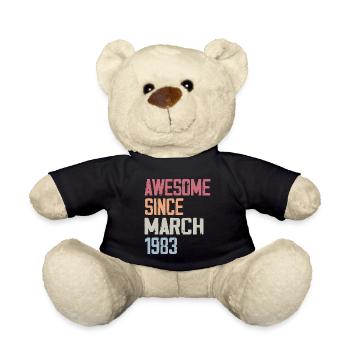 1983 March Birth Birthday March 1983 Gift - Teddy Bear - black - Front