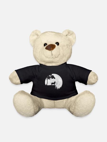 Vollmond - Nacht - Mudi Hund Silhouette - Teddy - Schwarz