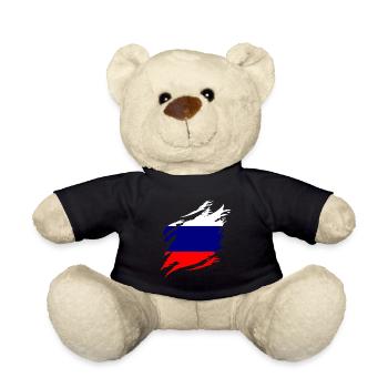 Russland Flagge Vintage Russische Fahne Used Look - Teddy - Schwarz - Vorne