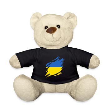 Ukraine Flagge Vintage Ukrainische Fahne Used Look - Teddy - Schwarz - Vorne