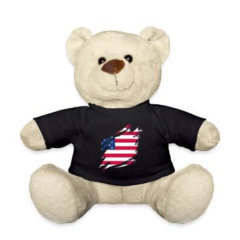 USA Flagge Amerika Fahne Stars & Stripes Patriot - Teddy - Schwarz - Vorne