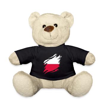 Polen Flagge Used Look Polska Polnische Fahne - Teddy - Schwarz - Vorne