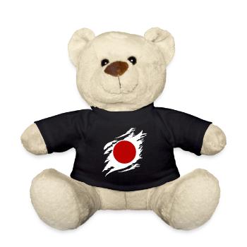 Japan Flag Used Look Nihon Japanese Flag - Teddy Bear - black - Front