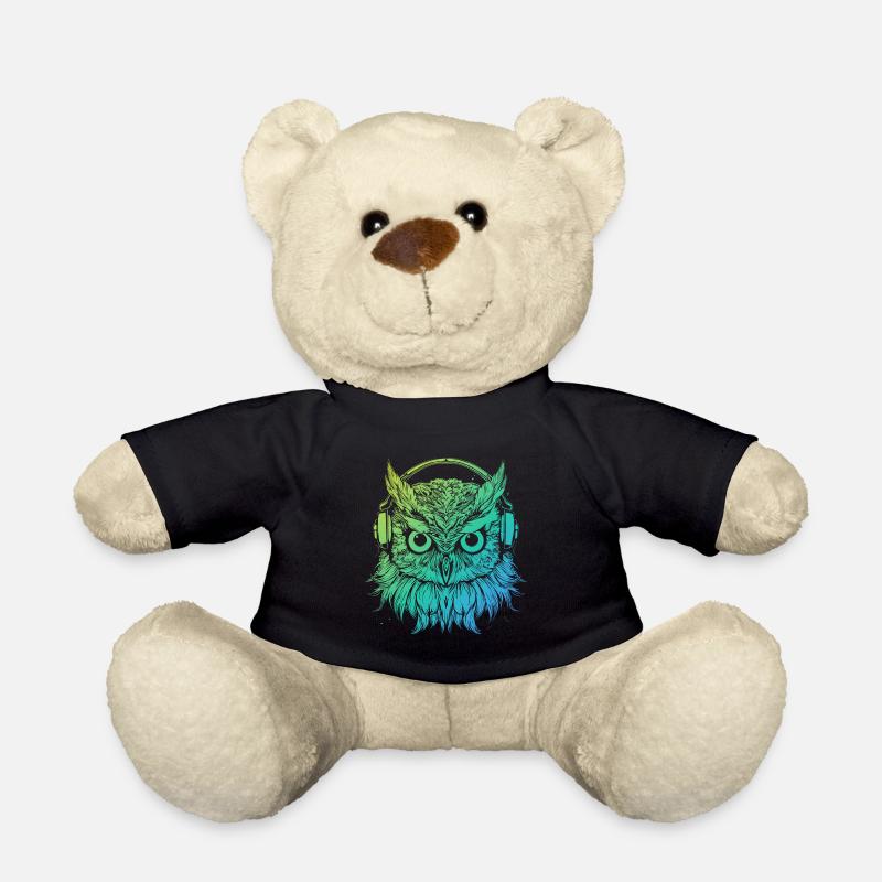 Owl Night Owl Techno Headphones DJ Rave - Teddy Bear - black