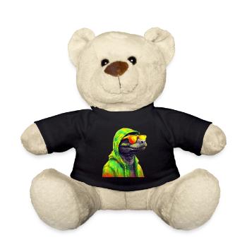 Krokodil mit Sonnenbrille Alligator Kaiman Reptil - Teddy - Schwarz - Vorne