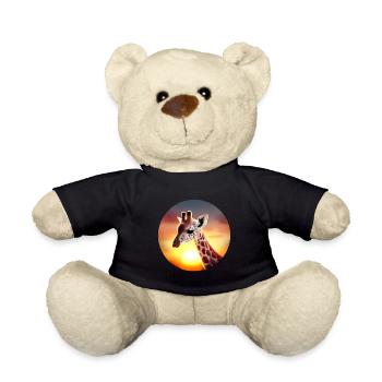 Young giraffe in sunset - Teddy Bear - black - Front