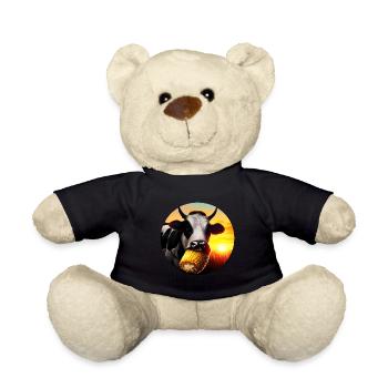 Cow enjoying corn - Teddy Bear - black - Front