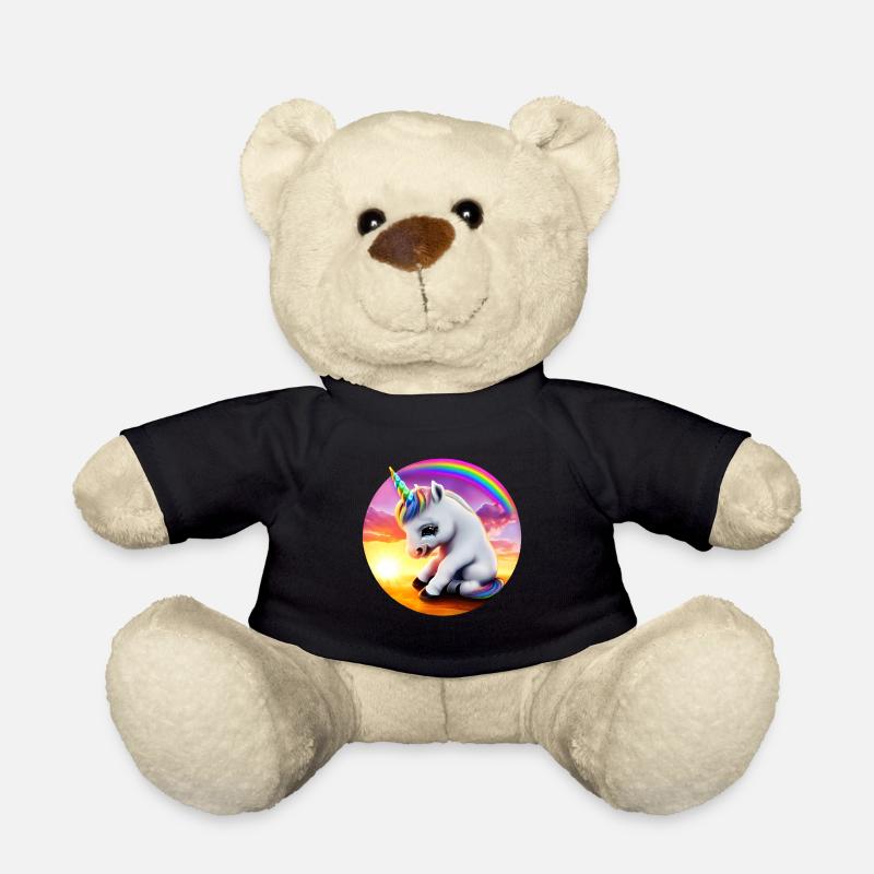 Einhorn traurig Regenbogen - Teddy - Schwarz