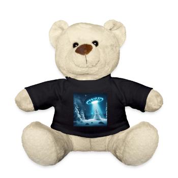UFO Snowman Winter Snow Alien - Teddy Bear - black - Front