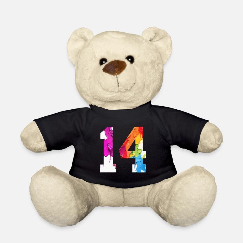 FARBIG NUMMER 14 BUNT 14. GEBURTSTAG - Teddy - Schwarz
