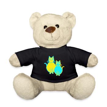 80er 90er Retroe Vintage Katzen Kätzchen - Teddy - Schwarz - Vorne