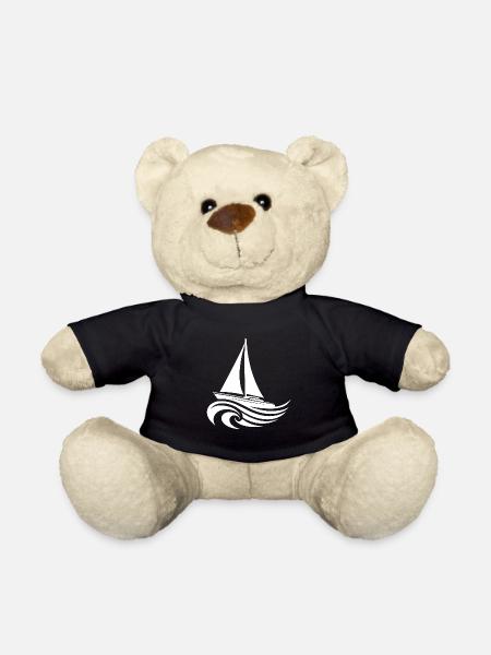 Voilier dans de fortes vagues en pleine mer - Nounours - noir