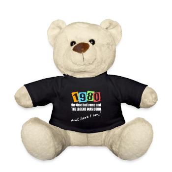Legende est né en 1980. Motif d’anniversaire - Nounours - noir - Devant