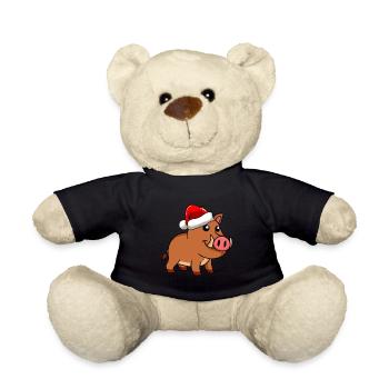 Wild Boar Comic Christmas - Teddy Bear - black - Front