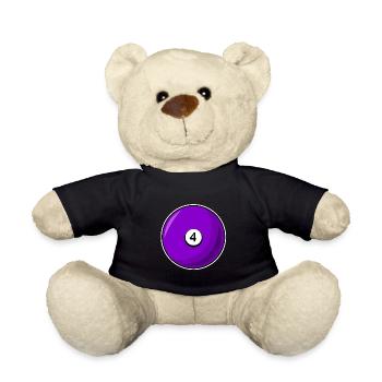 Billiard ball 4 purple Billiards four - Teddy Bear - black - Front