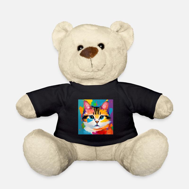 Katze Hauskatze Ölgemälde - Teddy - Schwarz