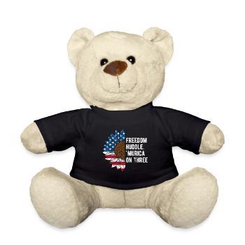 Freedom Huddle Murica on Three 4th of July - Teddy Bear - black - Front