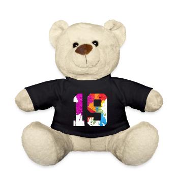 NUMÉRO COLORÉ 19 COLORÉ 19E ANNIVERSAIRE - Nounours - noir - Devant