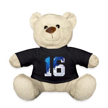 NON. 16 NUMÉRO 16 BLEU BLANC 16E ANNIVERSAIRE - Nounours - noir - Devant