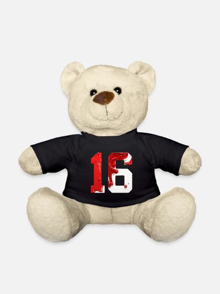 NR. 16 NUMMER 16 ROT WEIß 16. GEBURTSTAG - Teddy - Schwarz