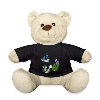 Ray Jellyfish Underwater World Coral Fish - Teddy Bear - black - Front
