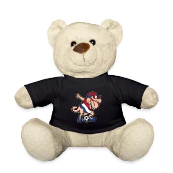 Fußballfan Tyrannosaurus T Rex Fußball Niederlande - Teddy - Schwarz - Vorne