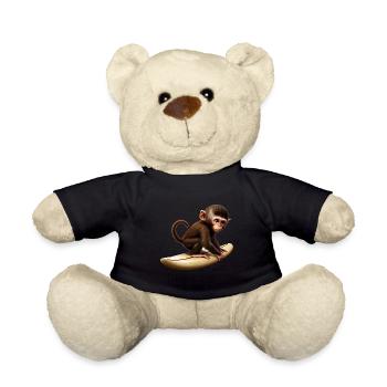 Surfer Monkey - Teddy Bear - black - Front