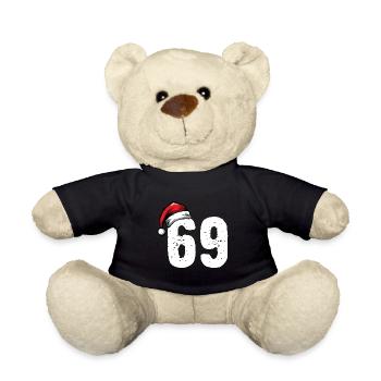 69 Zahl Weihnachten - Teddy - Schwarz - Vorne