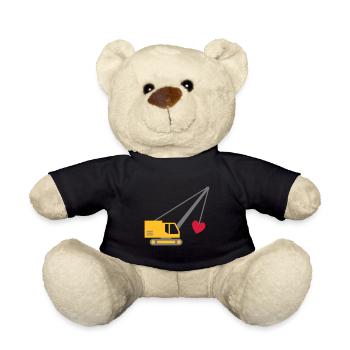 ★ Designfarben änderbar ★ Seilbagger mit Herz - Teddy - Schwarz - Vorne