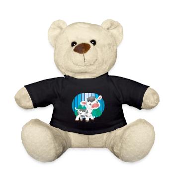 Retro Cow Cows Vintage 80's 90's Beef Cattle - Teddy Bear - black - Front