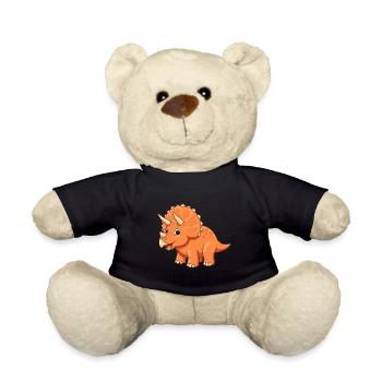 Dino Cartoon Triceratops - Teddy Bear - black - Front