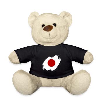 Japan Flag Used Look Nihon Japanese Flag - Teddy Bear - black - Front