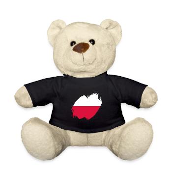 Poland Flag Used Look Polska Polish Flag - Teddy Bear - black - Front