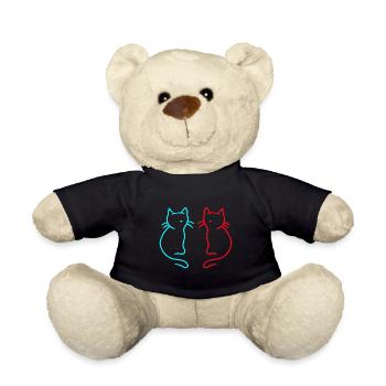 80's 90's Retro Vintage Cat Cats - Teddy Bear - black - Front