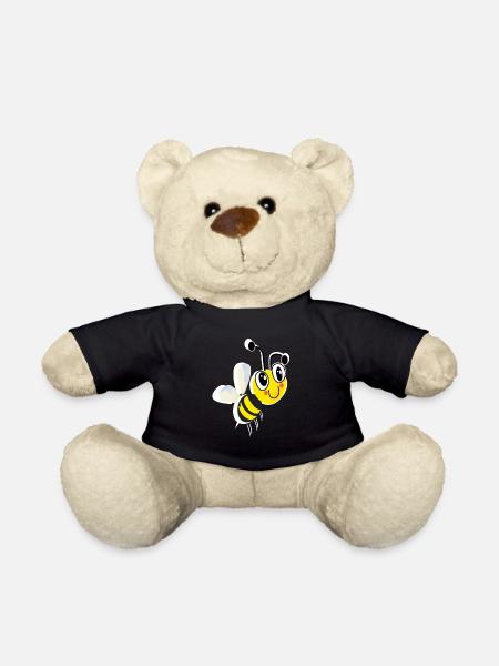 cute happy comic bee - i love bee - hoeny - Teddy Bear - black