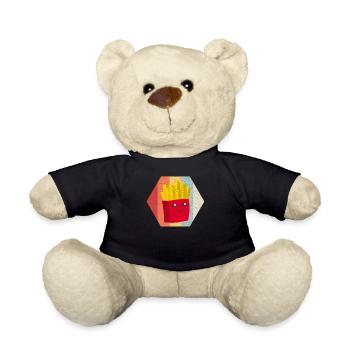 French Fries Fries Fries Fries Food Gift - Teddy Bear - black - Front