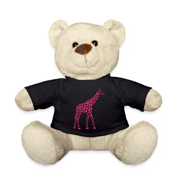 Pink Color Giraffe Africa Savannah Pattern Design - Teddy Bear - black - Front