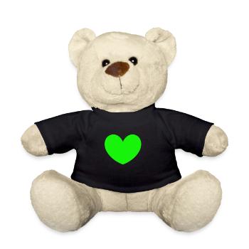 Coeur vert amour petit coeur amour cadeau - Nounours - noir - Devant