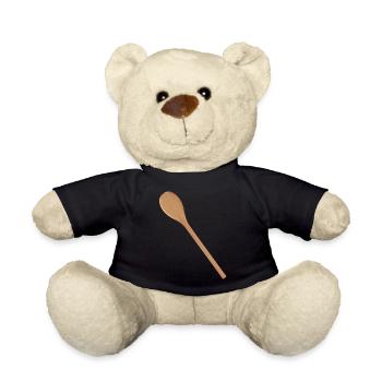 Holzlöffel Kochlöffel für eigene Texte und Rezepte - Teddy - Schwarz - Vorne